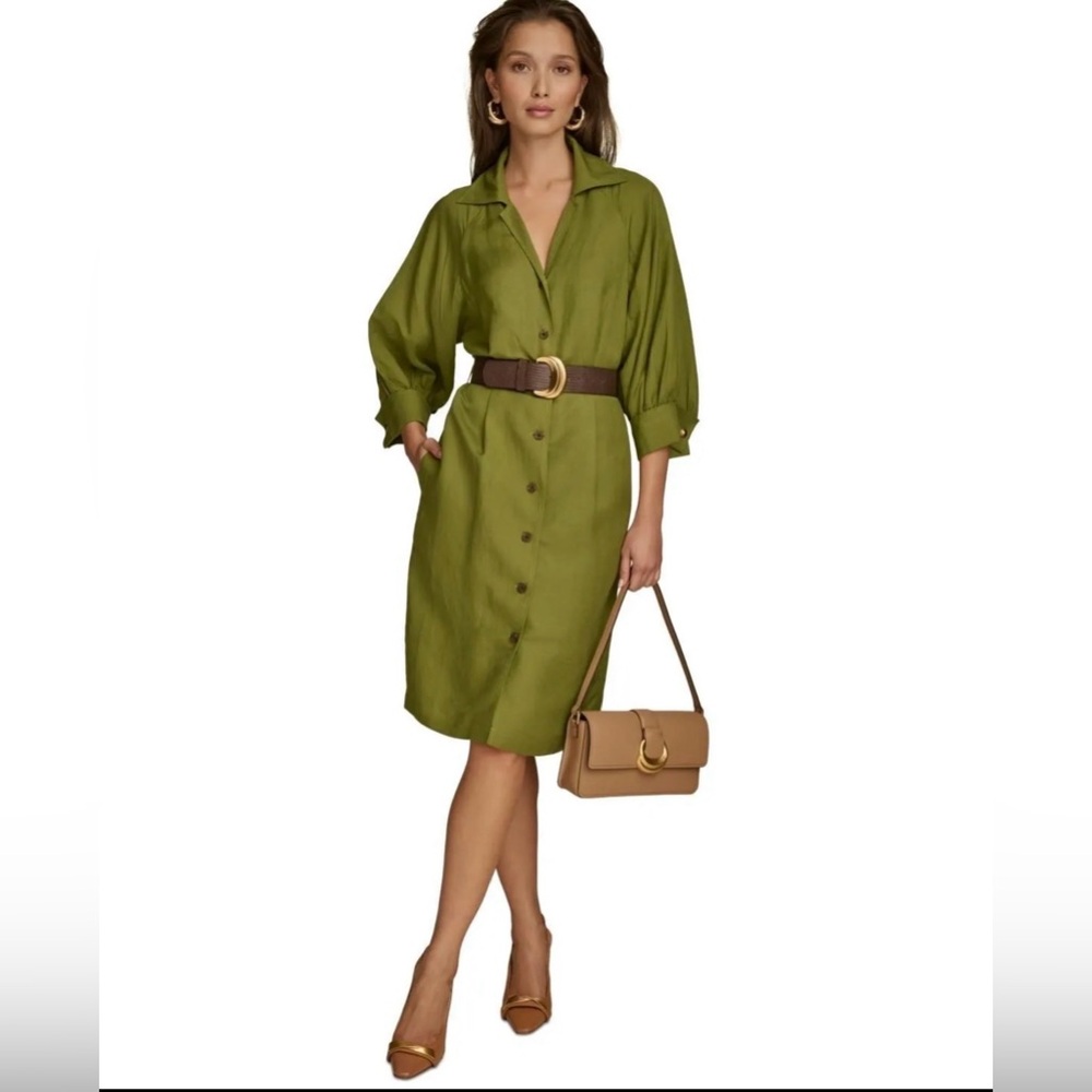 Donna Karan Olive Green Midi Dress